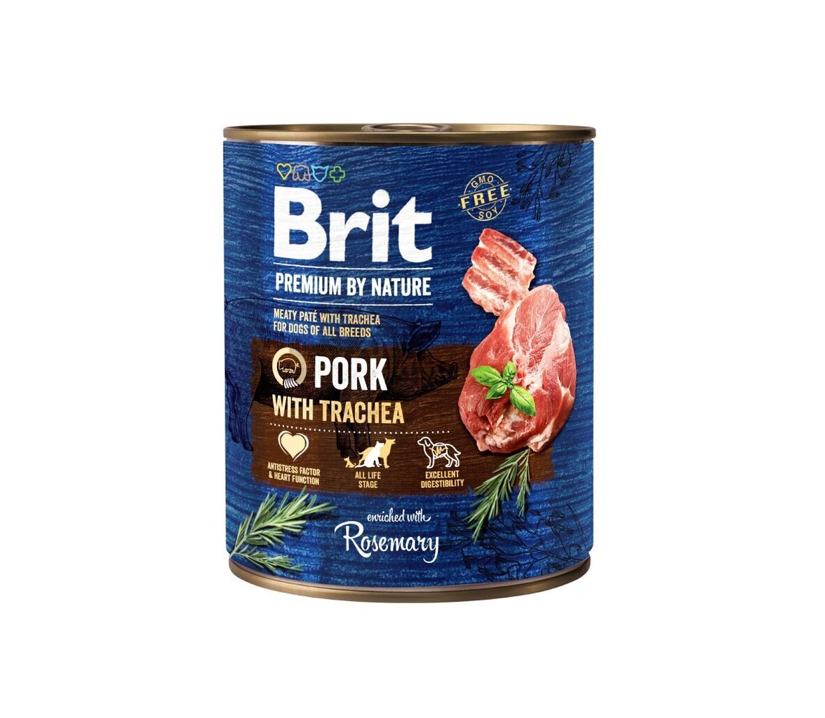 Brit Premium by Nature purkitettu sianliha henkitorven kanssa 800g hinta |  