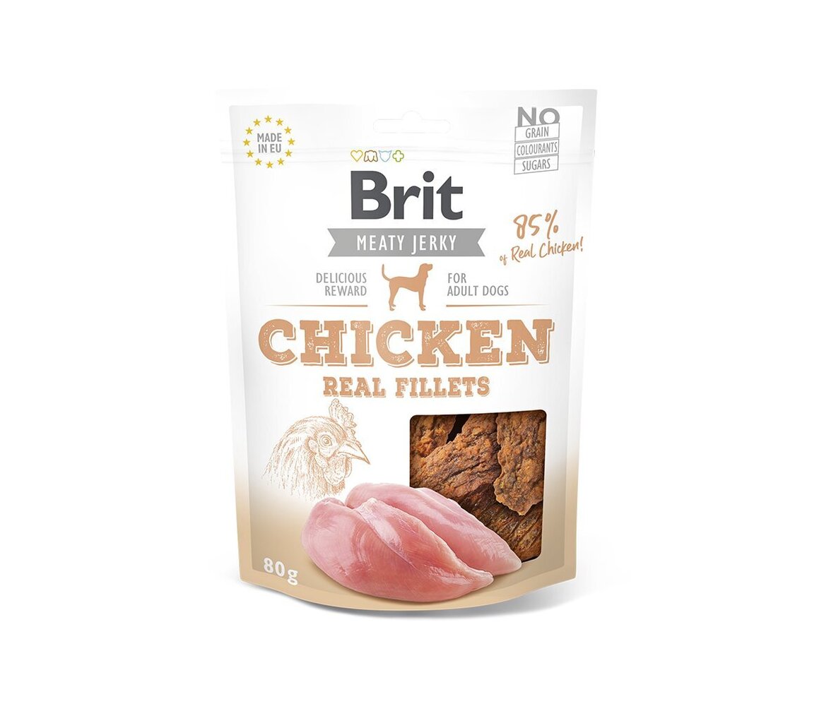 Brit Jerky Chicken Real Fillets Snack herkku koirille 80g hinta ja tiedot | Koiran herkut | hobbyhall.fi