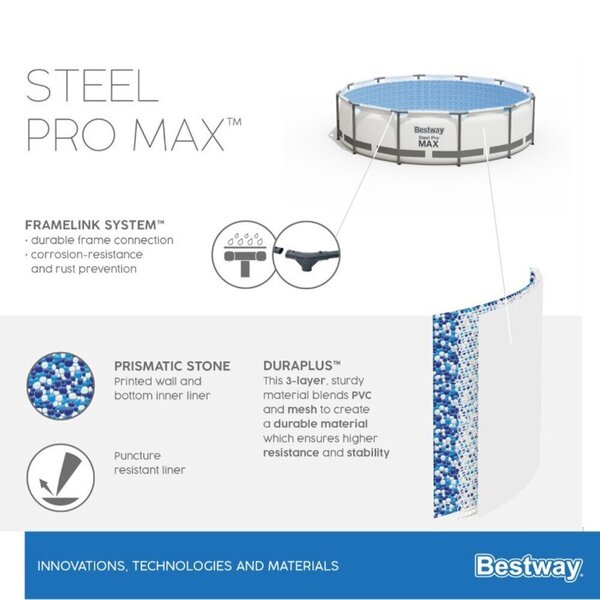 Runkoallas Bestway Steel Pro Max -vesisuodattimella, 305x76 cm palaute
