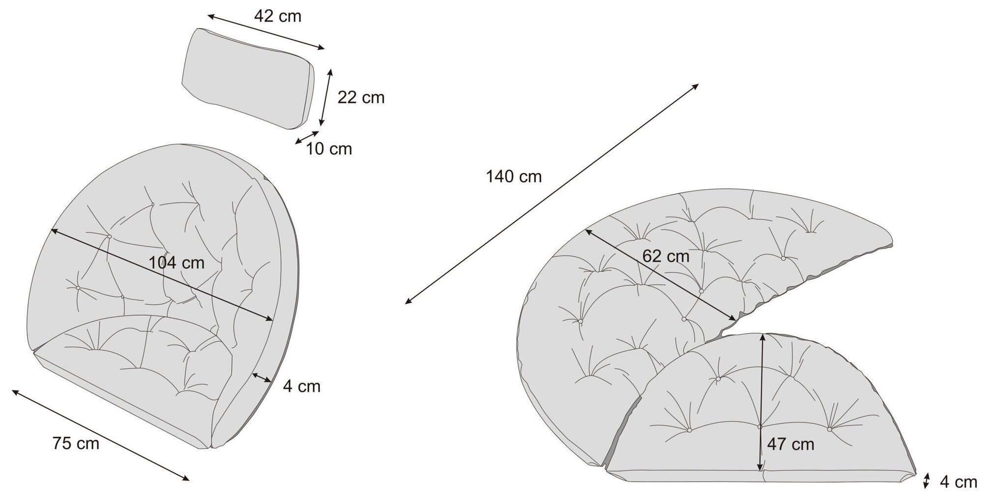 Hobbygarden Luna Ekolen tyyny riippukeinutuolille, beige hinta ja tiedot | Istuintyynyt, pehmusteet ja päälliset | hobbyhall.fi