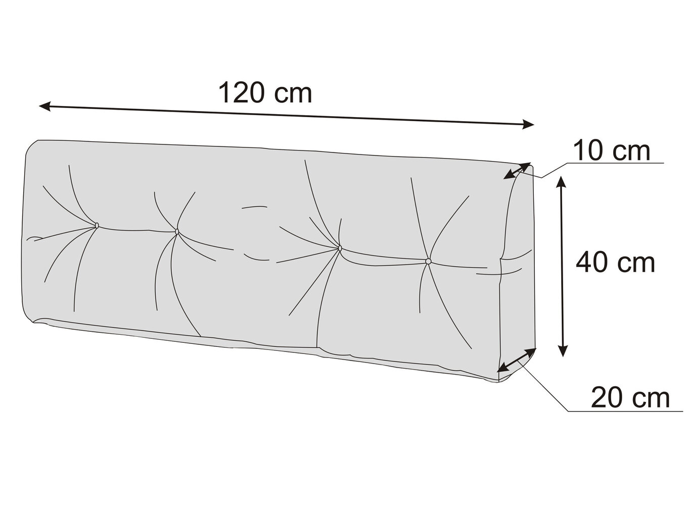 Hobbygarden Leo 120x40cm selkänojatyyny eurolavalle, vaaleanharmaa hinta ja tiedot | Istuintyynyt, pehmusteet ja päälliset | hobbyhall.fi