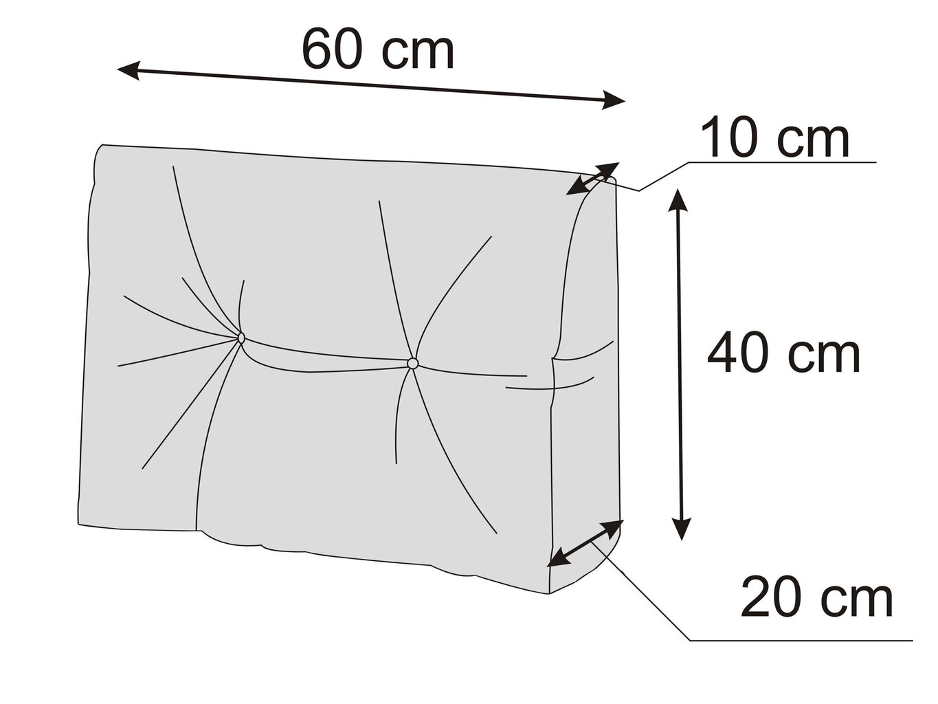 Hobbygarden Leo 60x40cm selkänojatyyny eurolavalle, tummanharmaa hinta ja tiedot | Istuintyynyt, pehmusteet ja päälliset | hobbyhall.fi