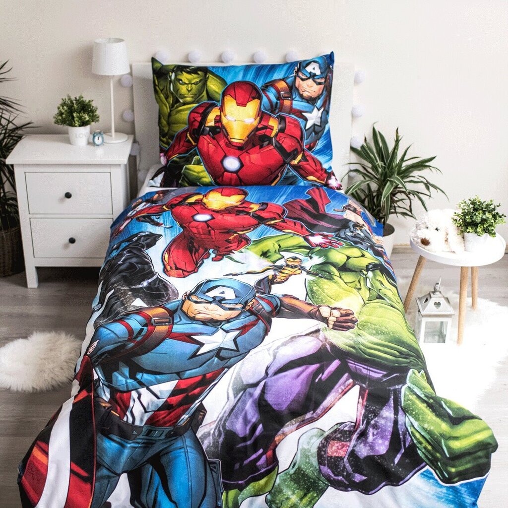 Avengers Brands 02 -pussilakanasetti, 140 x 200 cm + tyynyliina 70 x 90 cm hinta ja tiedot | Pussilakanat | hobbyhall.fi