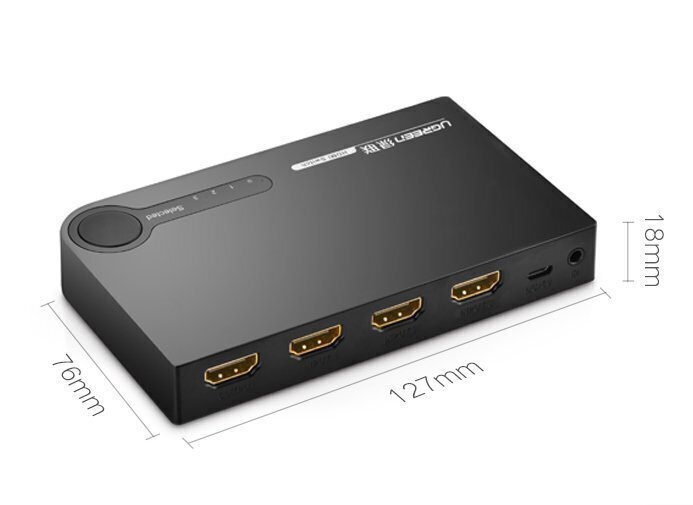 Ugreen HDMI kytkin - 3x HDMI, 3D, 4K, 7,5 Gbps, 36 bittinen hinta ja tiedot | Verkkokytkimet | hobbyhall.fi