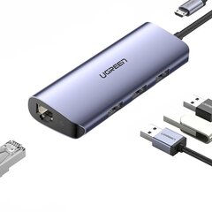 Ugreen monitoimisovitin HUB USB Type C - 3 x USB / Ethernet RJ-45 / micro USB harmaa (CM252) hinta ja tiedot | Adapterit | hobbyhall.fi