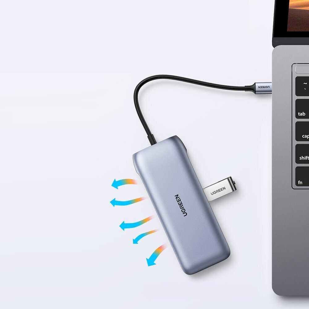 Ugreen monikäyttöinen HUB 9in1 USB Type C - HDMI, DP, VGA, 2 x USB, RJ45 Ethernet, SD/TF-kortinlukija, USB Type C PD 100W harmaa (CM274) hinta ja tiedot | Adapterit | hobbyhall.fi