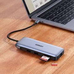 Ugreen monikäyttöinen HUB 9in1 USB Type C - HDMI, DP, VGA, 2 x USB, RJ45 Ethernet, SD/TF-kortinlukija, USB Type C PD 100W harmaa (CM274) hinta ja tiedot | Adapterit | hobbyhall.fi