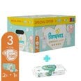 Pampers Premium Care Koko 3 (Mini), 6 - 10 kg, 120 vaippaa + ILMAINEN Aqua Pure 48 Kosteuspyyhkeet