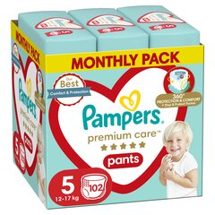 Pampers Premium Care -housuvaipat, koko 5, 102 vaippaa, 12 - 17kg hinta ja tiedot | Vaipat | hobbyhall.fi