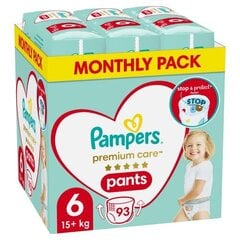 Pampers Premium Care Pants -housuvaipat, koko 6, 93 vaippaa, 15 kg + hinta ja tiedot | Vaipat | hobbyhall.fi