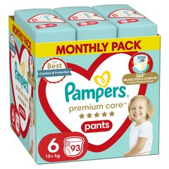 Pampers Premium Care Pants -housuvaipat, koko 6, 93 vaippaa, 15 kg + hinta ja tiedot | Vaipat | hobbyhall.fi