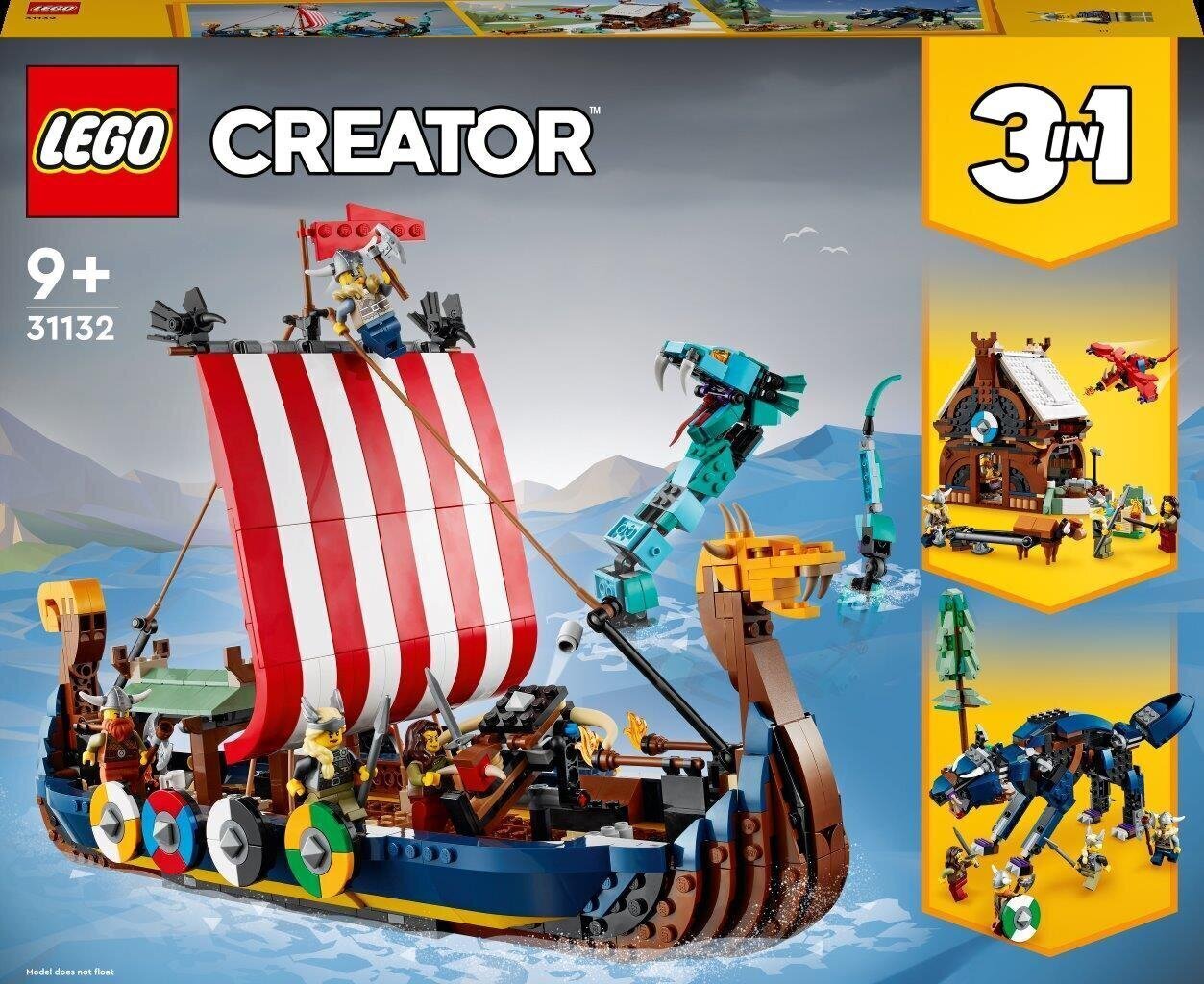 31132 LEGO® Creator Viikinkilaiva ja Midgard käärme hinta ja tiedot | LEGOT ja rakennuslelut | hobbyhall.fi