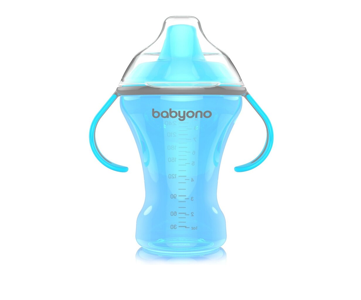 Tuttipullo pehmeällä suuttimella BabyOno Natural Nursing, 260 ml, 1457, sininen hinta ja tiedot | Tuttipullot ja tarvikkeet | hobbyhall.fi