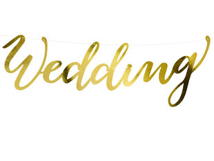 Juhlakoriste Elegant Bliss Wedding, kulta, 16,5x45 cm, 1 kpl / 1 kpl hinta ja tiedot | Juhlakoristeet | hobbyhall.fi