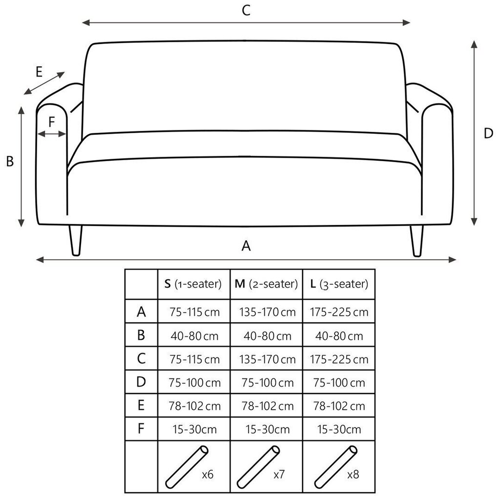 Sohvan päällinen, 135-175 cm hinta ja tiedot | Huonekalujen päälliset | hobbyhall.fi