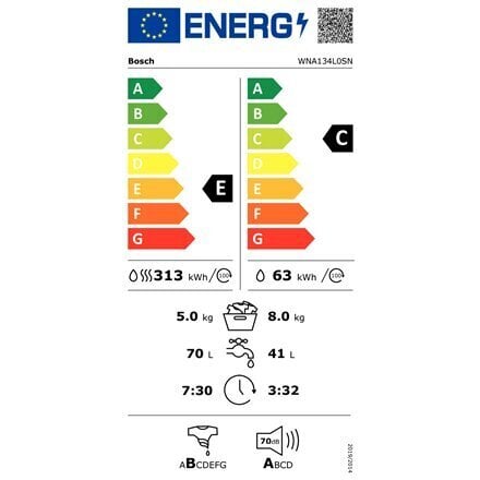 Kuivaava pyykinpesukone Bosch WNA134L0SN, 5 kg/8 kg, 1400 k/min hinta ja tiedot | Pyykinpesukoneet | hobbyhall.fi