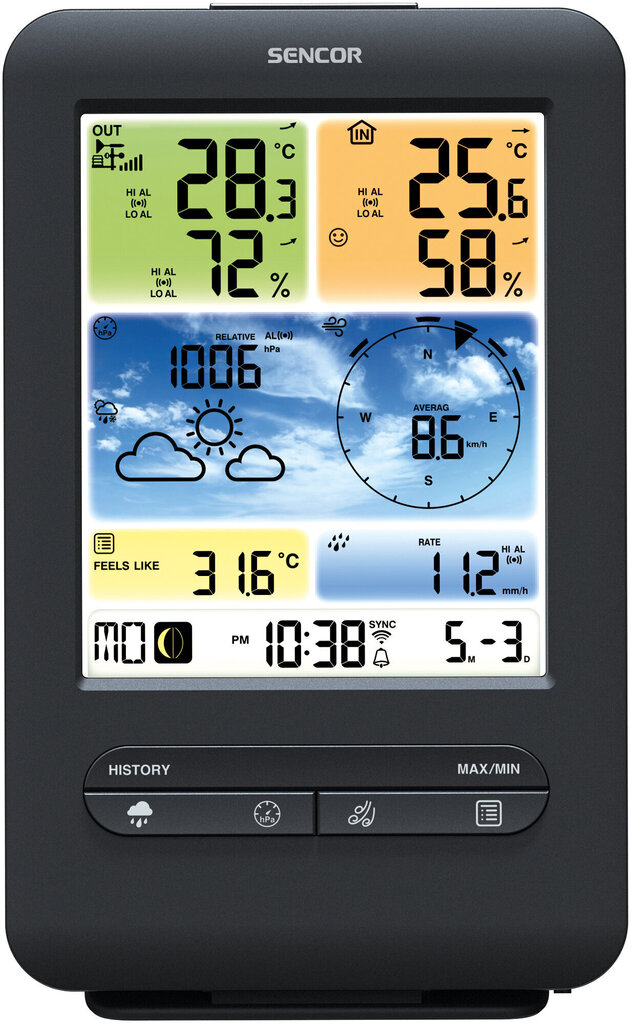 Sencor sääasema SWS9898 WiFi:llä hinta ja tiedot | Sääasemat, lämpö- ja kosteusmittarit | hobbyhall.fi