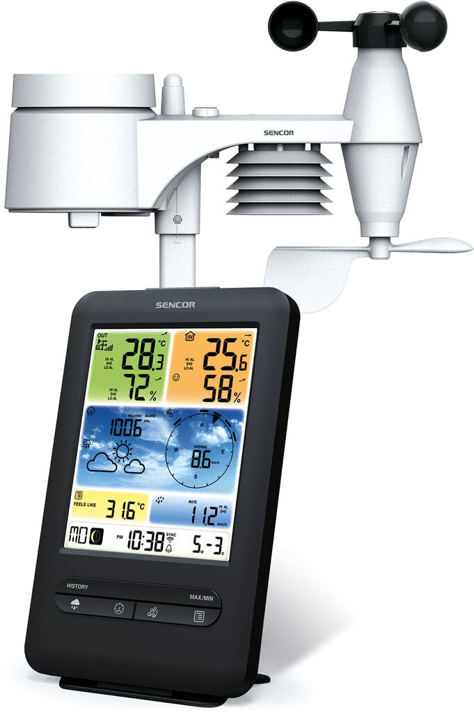 Sencor sääasema SWS9898 WiFi:llä hinta ja tiedot | Sääasemat, lämpö- ja kosteusmittarit | hobbyhall.fi