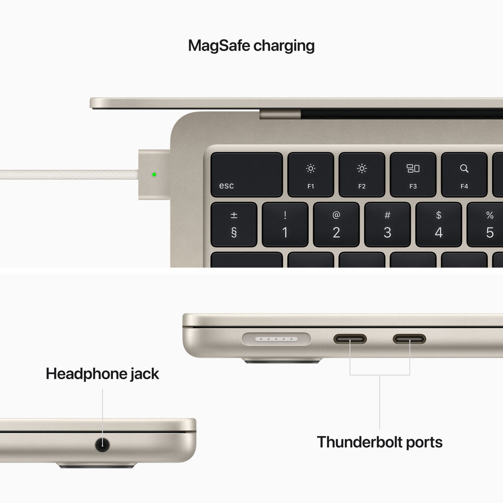 MacBook Air 13” Apple M2 8C CPU, 10C GPU/8GB/512GB SSD/Starlight/INT - MLY23ZE/A hinta ja tiedot | Kannettavat tietokoneet | hobbyhall.fi