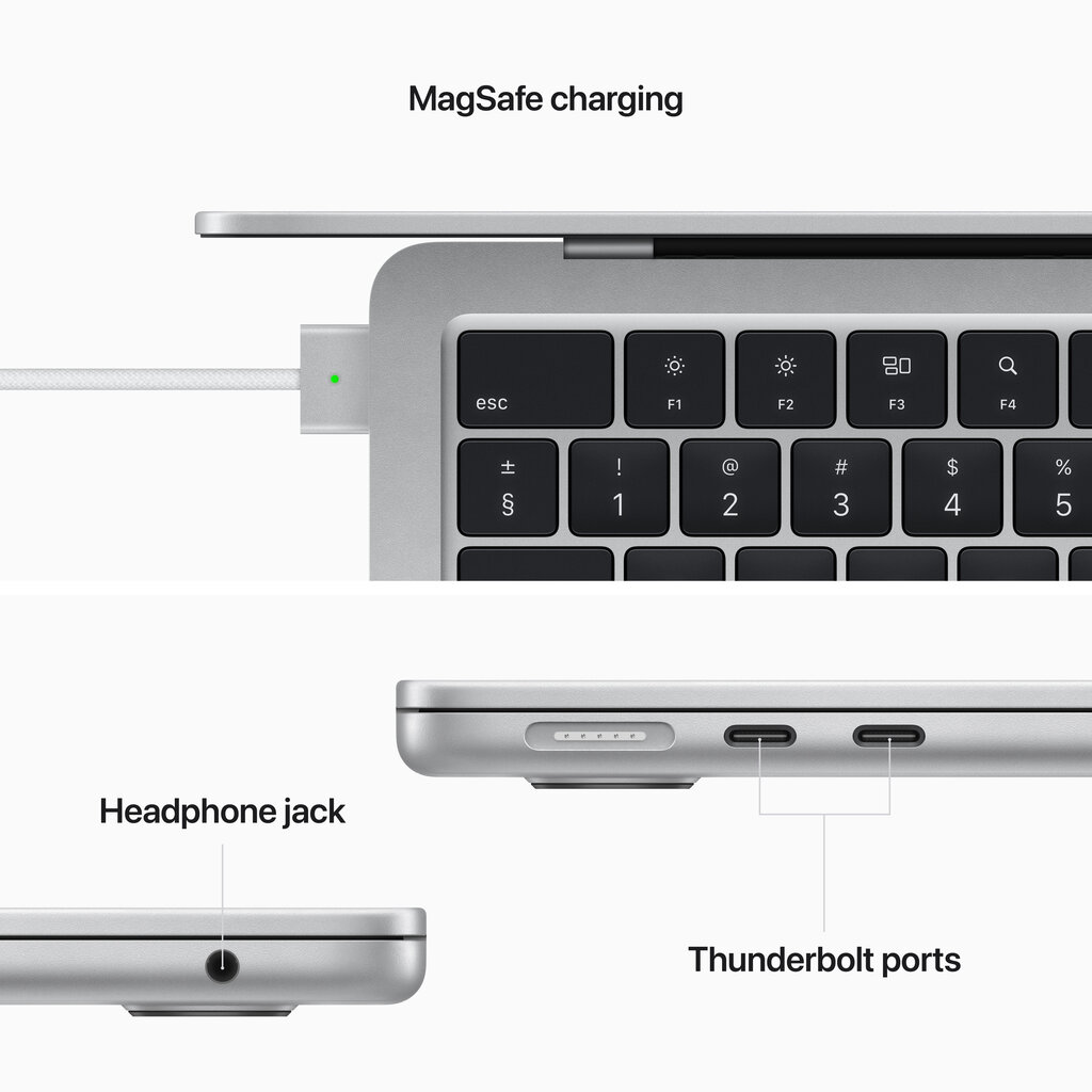 MacBook Air 13” Apple M2 8C CPU, 8C GPU/8GB/256GB SSD/Silver/INT - MLXY3ZE/A hinta ja tiedot | Kannettavat tietokoneet | hobbyhall.fi