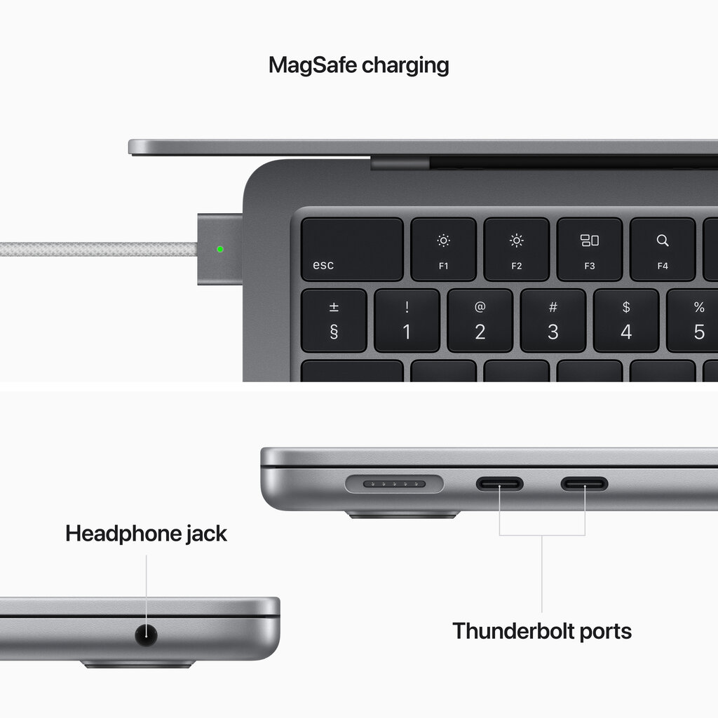 MacBook Air 13” Apple M2 8C CPU, 8C GPU/8GB/256GB SSD/Space Grey/INT - MLXW3ZE/A hinta ja tiedot | Kannettavat tietokoneet | hobbyhall.fi