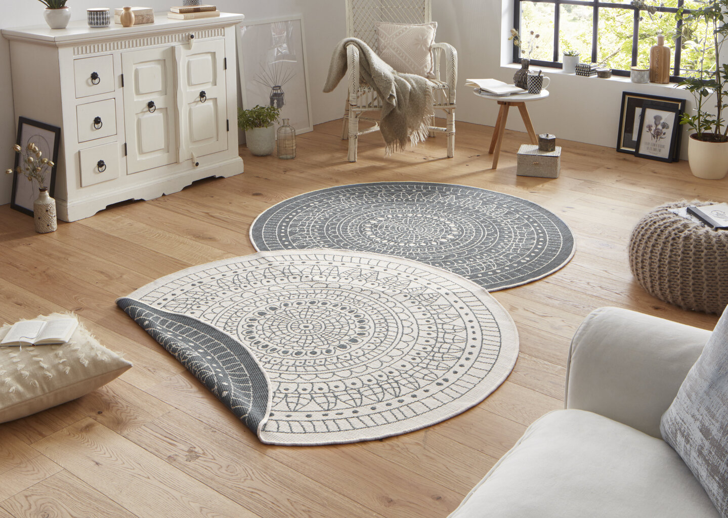 Matto NORTHRUGS Twin Porto Grey Cream, 200x200 cm hinta ja tiedot | Isot matot | hobbyhall.fi