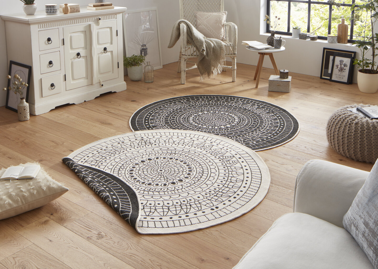 Matto NORTHRUGS Twin Porto Black Cream, 200x200 cm hinta ja tiedot | Isot matot | hobbyhall.fi