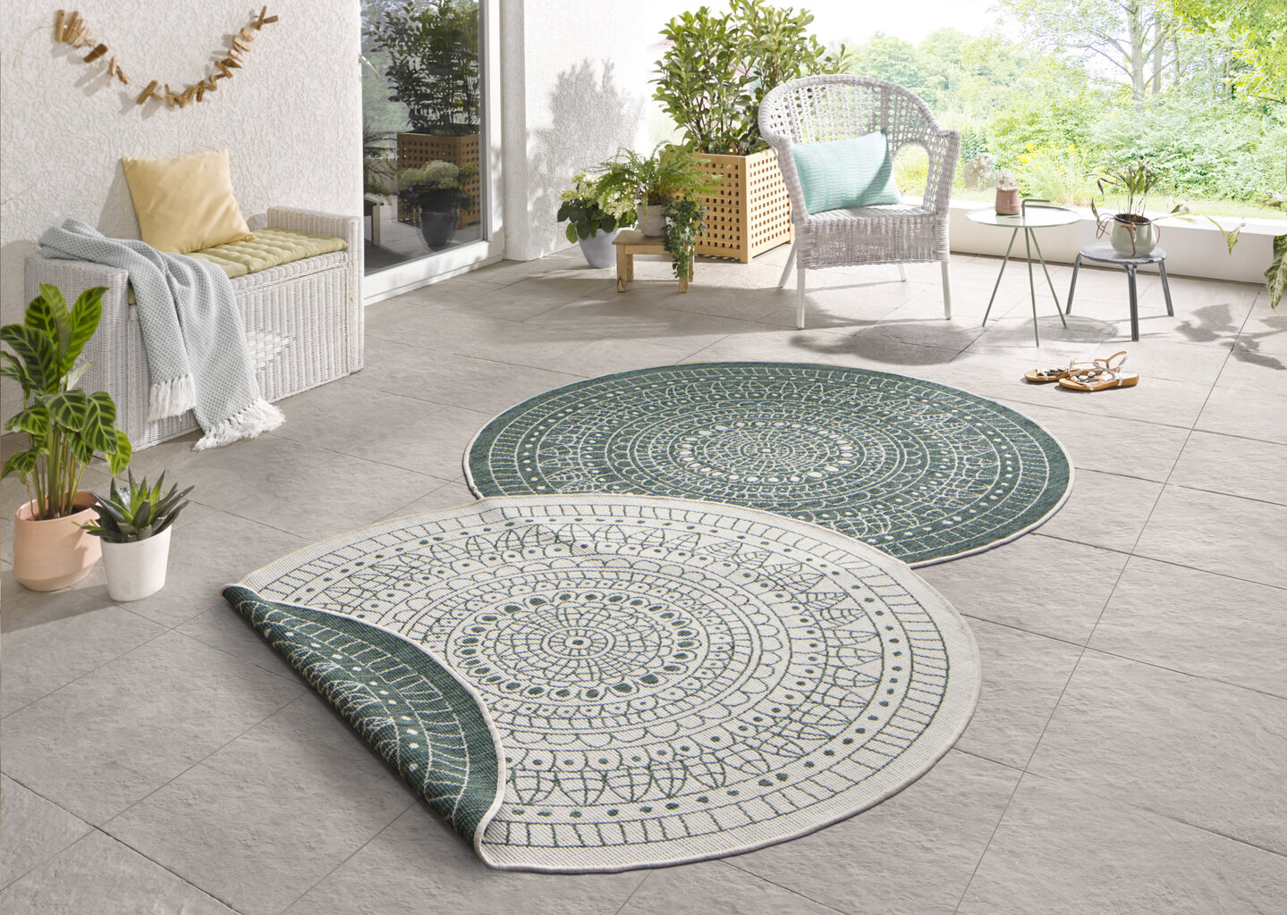 Matto NORTHRUGS Twin Porto Green Cream, 200x200 cm hinta ja tiedot | Isot matot | hobbyhall.fi