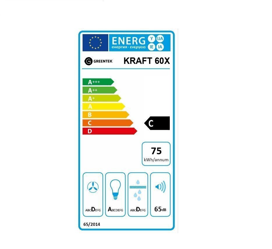 Greentek KRAFT60X, integroitu keittiö huppu, 60 cm, ruostumaton hinta ja tiedot | Liesituulettimet | hobbyhall.fi
