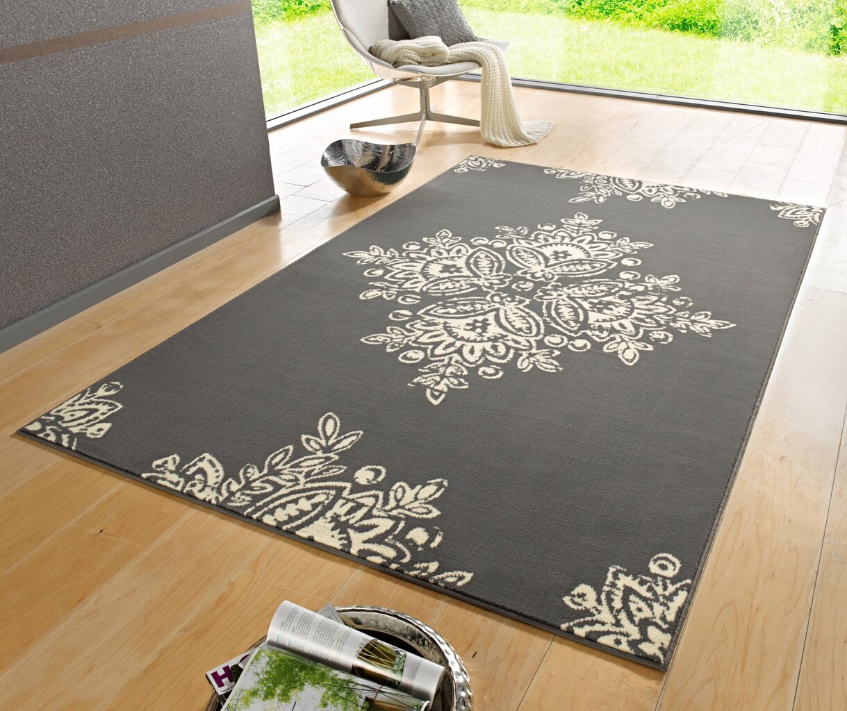 Matto Hanse Home Gloria Blossom Grey Cream, 80x150 cm hinta ja tiedot | Isot matot | hobbyhall.fi