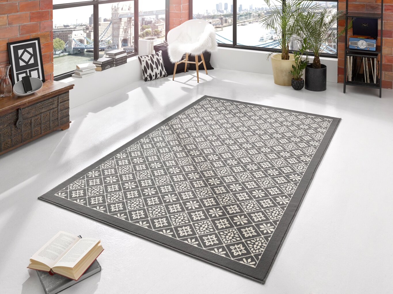 Matto Hanse Home Gloria Tile Grey Cream, 120x170 cm hinta ja tiedot | Isot matot | hobbyhall.fi