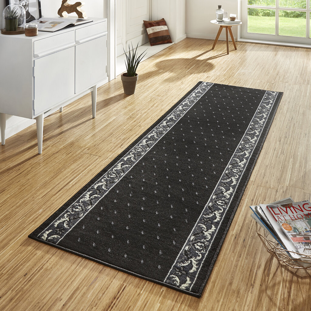 Matto Hanse Home Basic Floret Black, 80x200 cm hinta ja tiedot | Isot matot | hobbyhall.fi