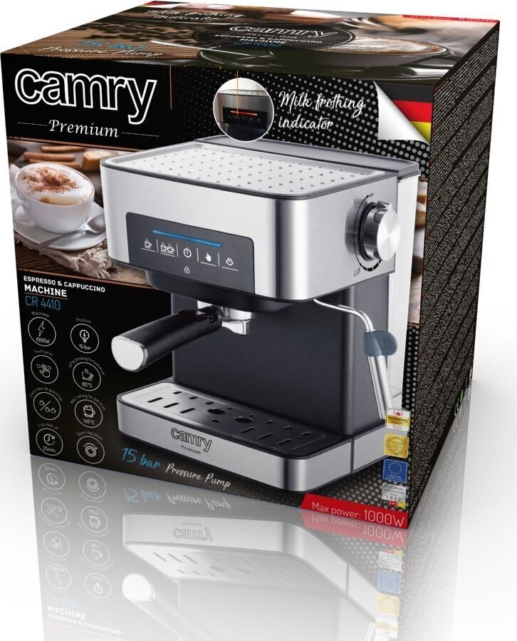Espressokone Camry CR4410, musta/ ruostumaton teräs hinta ja tiedot | Kahvinkeittimet ja kahvikoneet | hobbyhall.fi