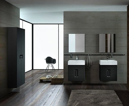 Korkea kylpyhuonekaappi KOLO Twins 180 cm, musta hinta ja tiedot | Kylpyhuonekaapit | hobbyhall.fi