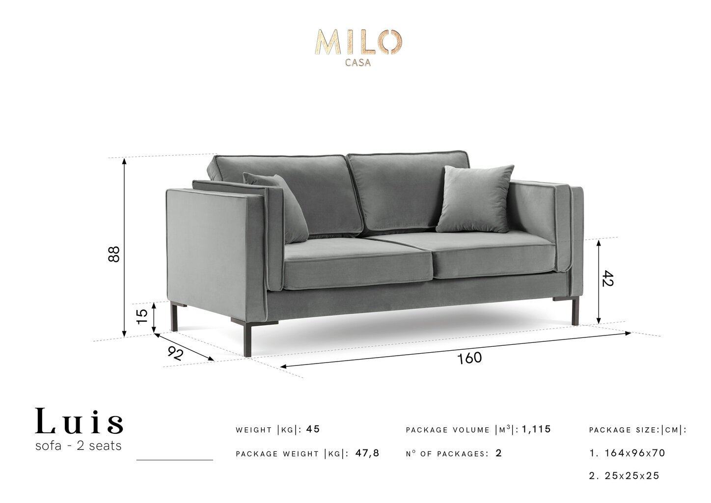 Kahden hengen samettisohva Milo Casa Luis, beige hinta ja tiedot | Sohvat ja vuodesohvat | hobbyhall.fi