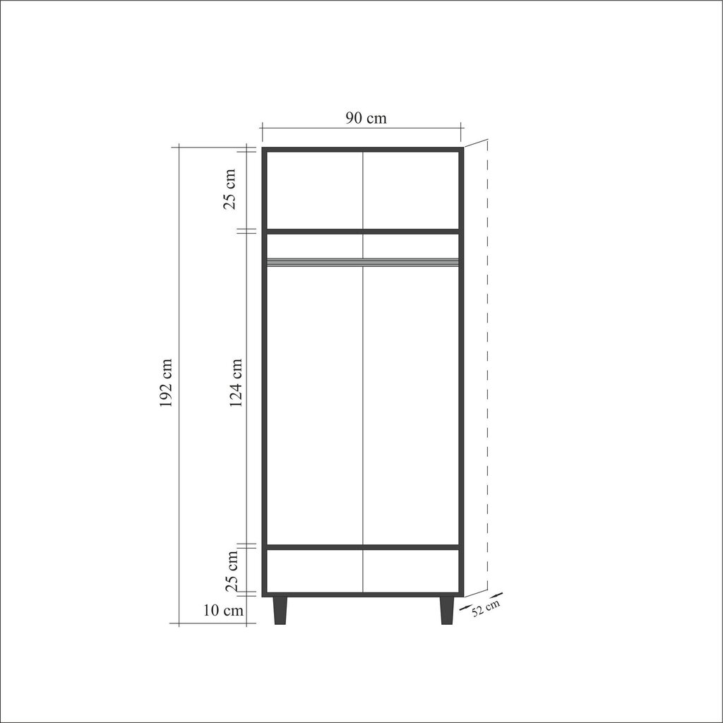 Vaatekaappi Kalune Design Vaatekaappi 869 (IV), 90 cm, tammi/punainen hinta ja tiedot | Kaapit | hobbyhall.fi