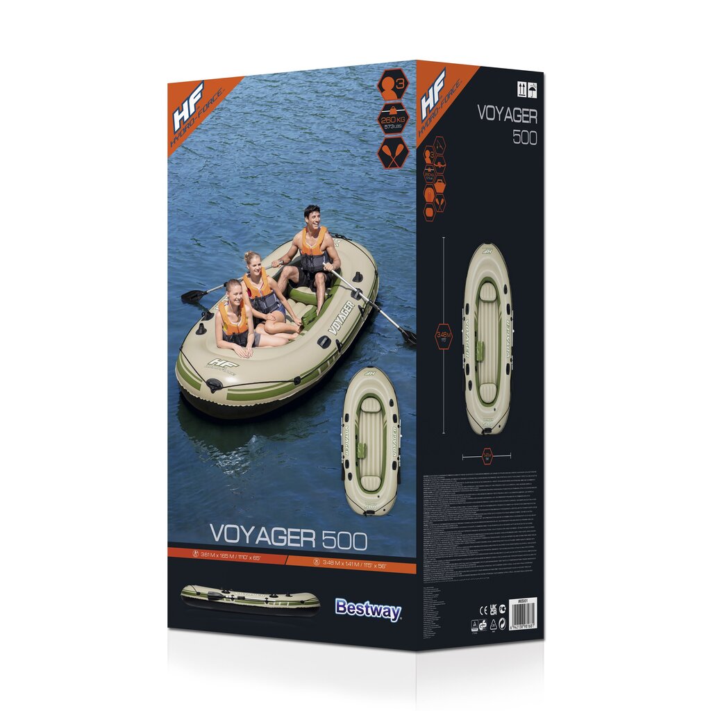 Puhallettava vene Bestway Hydro-Force Voyager 500, 348 cm hinta ja tiedot | Veneet ja kajakit | hobbyhall.fi