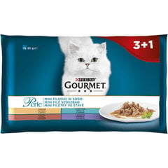 Gourmet Perle-märkäruoka kissoille. Maku: kalkkunaa, tonnikalaa, ankkaa ja lammasta, 4 x 85 g. hinta ja tiedot | Kissanruoka | hobbyhall.fi
