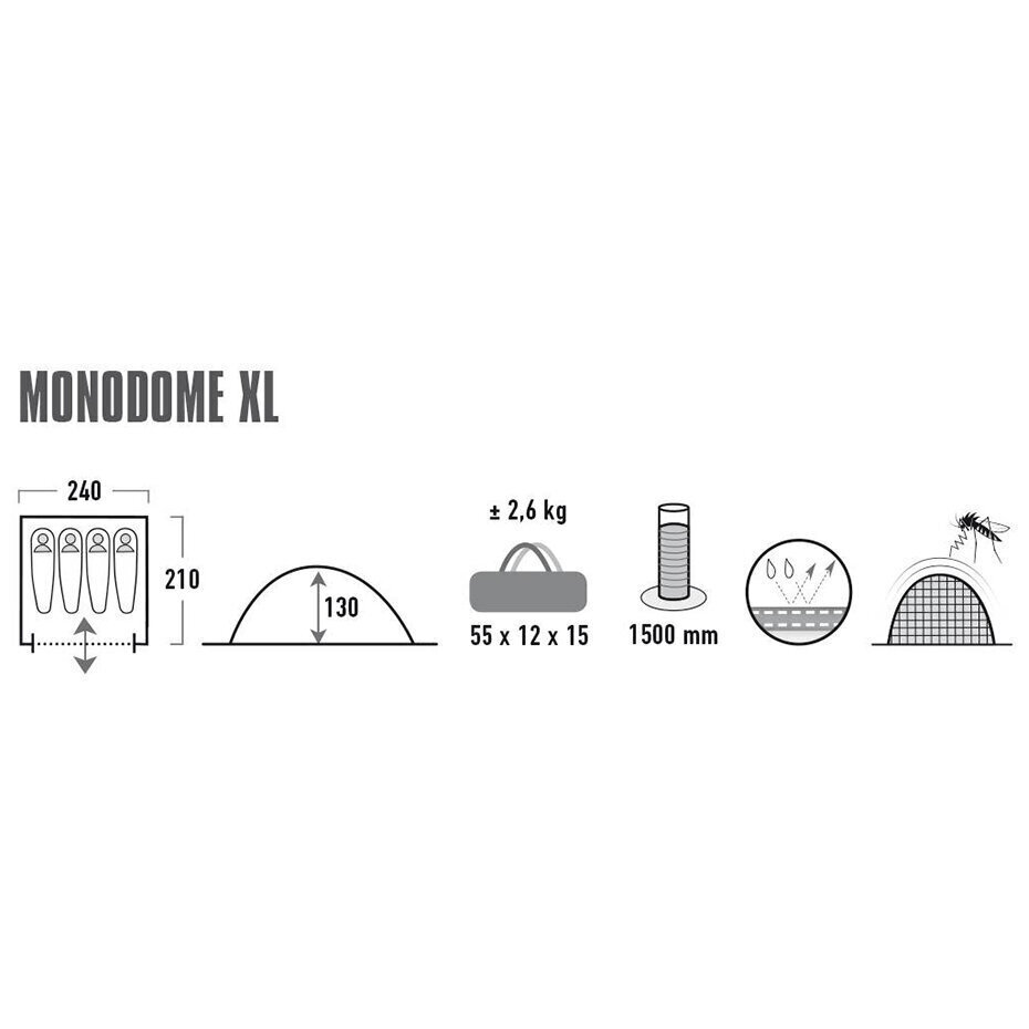 High Peak Monodome 4, musta teltta hinta ja tiedot | Teltat | hobbyhall.fi