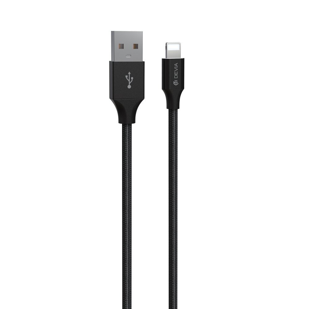 Devia USB - Lightning kaapeli 1,0 m 2,4A black hinta ja tiedot | Puhelinkaapelit | hobbyhall.fi