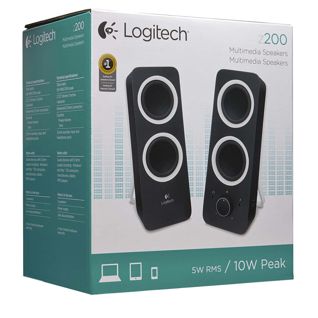 Logitech Z200 2.0 Midnight, musta hinta ja tiedot | Kaiuttimet | hobbyhall.fi
