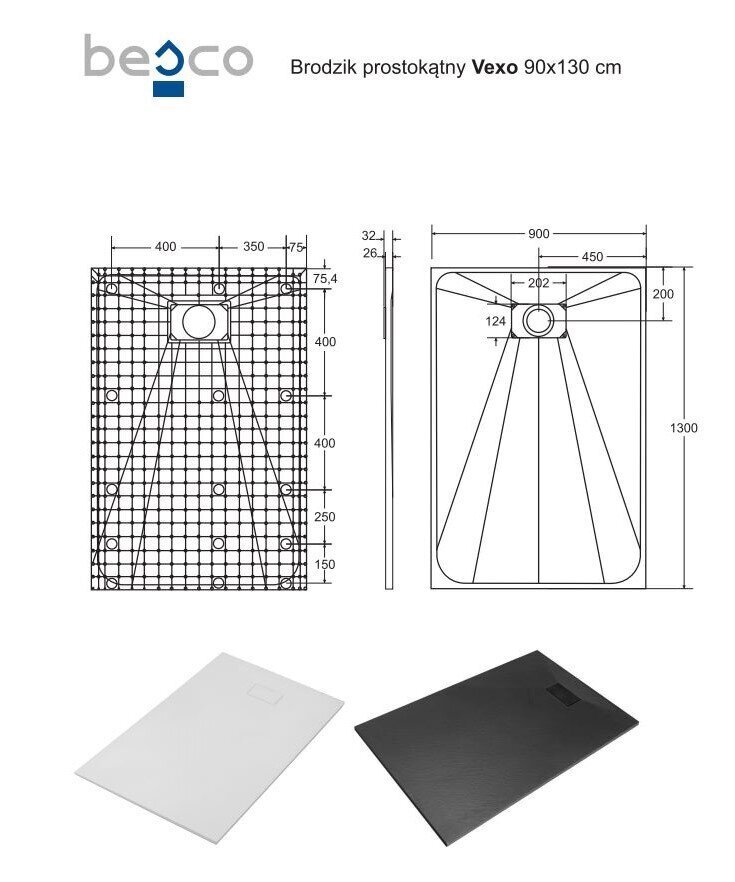 Suihkuallas Besco Vexo, 90x120,130,140,150,160,170,180 cm hinta ja tiedot | Suihkualtaat | hobbyhall.fi