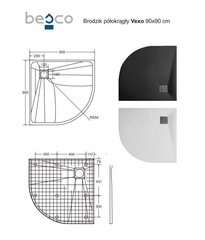 Puolipyöreä suihkuallas Besco Vexo, 90x90 cm hinta ja tiedot | Besco Kodin remontointi | hobbyhall.fi