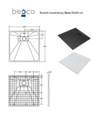 Suorakulmainen suihkuallas Besco Vexo Musta, 80x80, 90x90 cm hinta ja tiedot | Besco Kodin remontointi | hobbyhall.fi