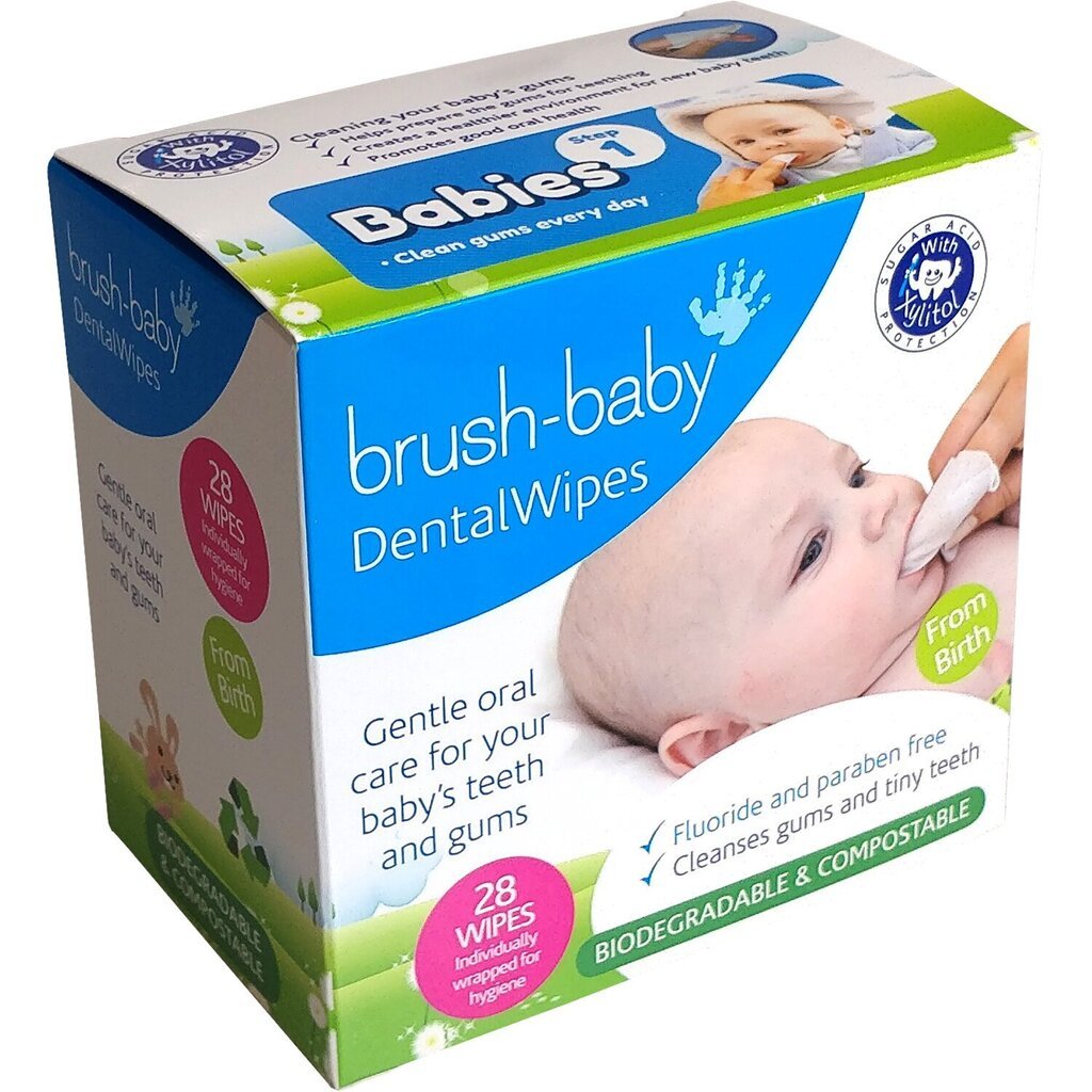 Brush-baby kosteuspyyhkeet vauvan ikenille, banaaninmakuiset, 28kpl. hinta ja tiedot | Suuhygienia | hobbyhall.fi