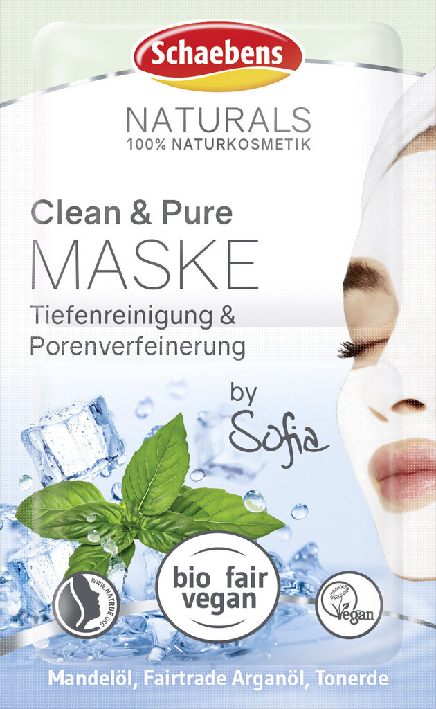 Schaebens kasvonaamio "Naturals Clean & Pure Mask", 2x5 ml hinta ja tiedot | Kasvonaamiot ja silmänalusaamiot | hobbyhall.fi