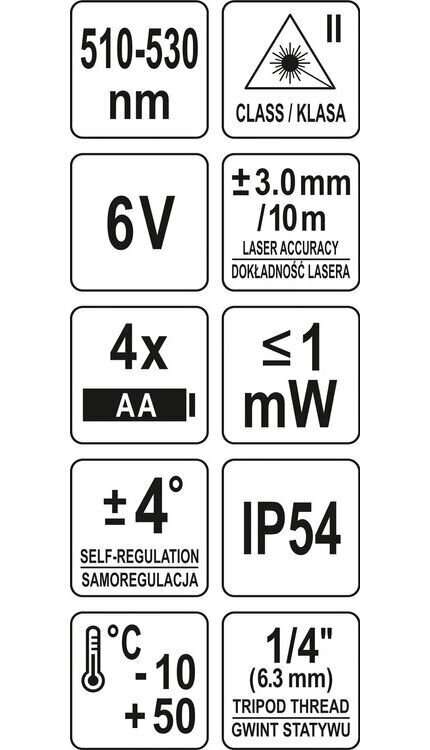 Ristilinjalaser (vihreä säde) Yato (YT-30433) hinta ja tiedot | Käsityökalut | hobbyhall.fi