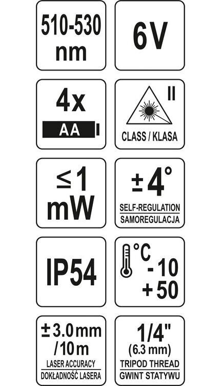 Laser, 5 linjaa (vihreä säde) Yato (YT-30435) hinta ja tiedot | Käsityökalut | hobbyhall.fi