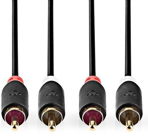 Nedis Audio 2x RCA -> 2 x RCA, 1 m. hinta ja tiedot | Kaapelit ja adapterit | hobbyhall.fi