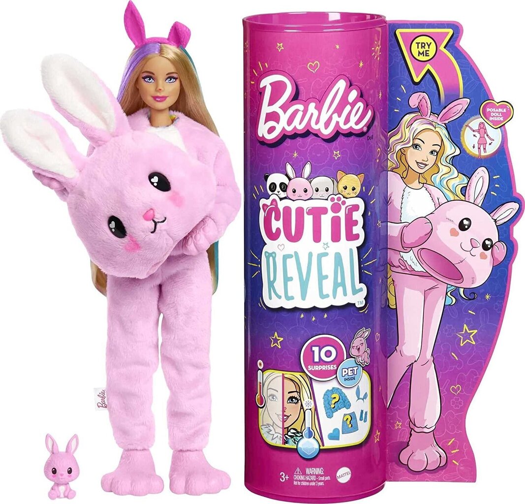 Barbie Cutie Reveal, 1 sarja, pehmeä pupu yllätyssetti. hinta ja tiedot | Tyttöjen lelut | hobbyhall.fi